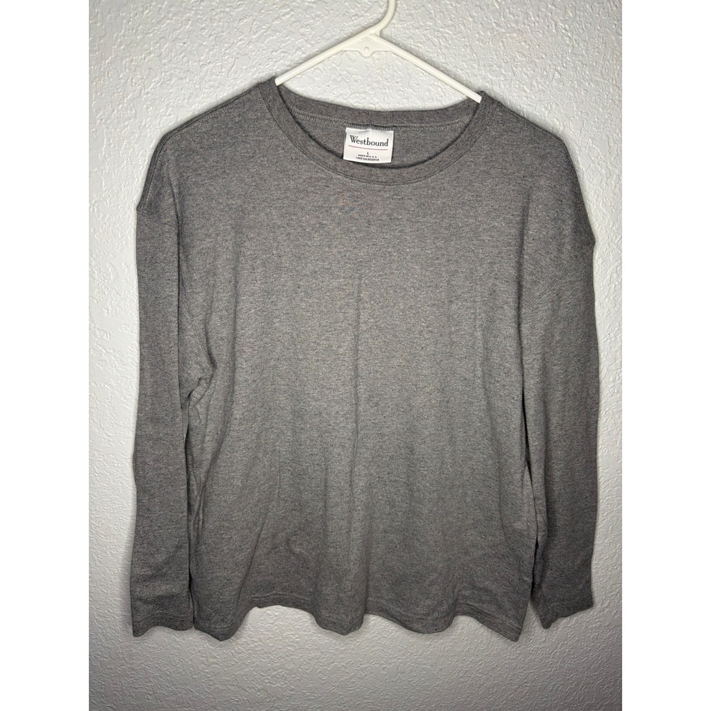 Basic Westbound Long Sleeve T-Shirt Womens Large Gray Excellent